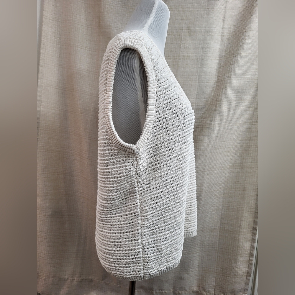 Ann Taylor Weekend Women's Ivory Rib Stitch Sleeveless Sweater Vest Sz Large NWT - Picture 4 of 12